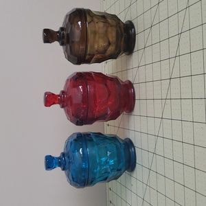Viking Glass Set of 3 Sugar Candy lidded dishes